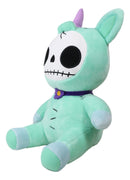 Ebros Larger Furry Bones Blue Unicorn Unie Skeleton With Pink Horn Plush Toy
