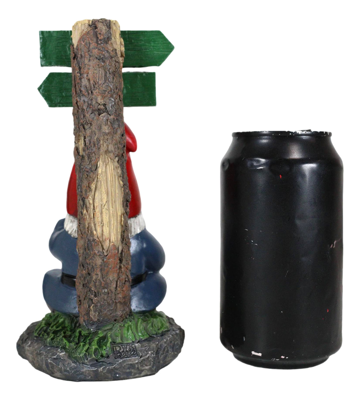 Mr Gnome Dwarf Stoner Smoking Stash Sitting By 'High' Way Crossroads Figurine