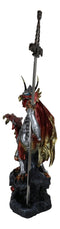 Red King's Knight Armored Dragon With Gothic Skull Sword Letter Opener Figurine