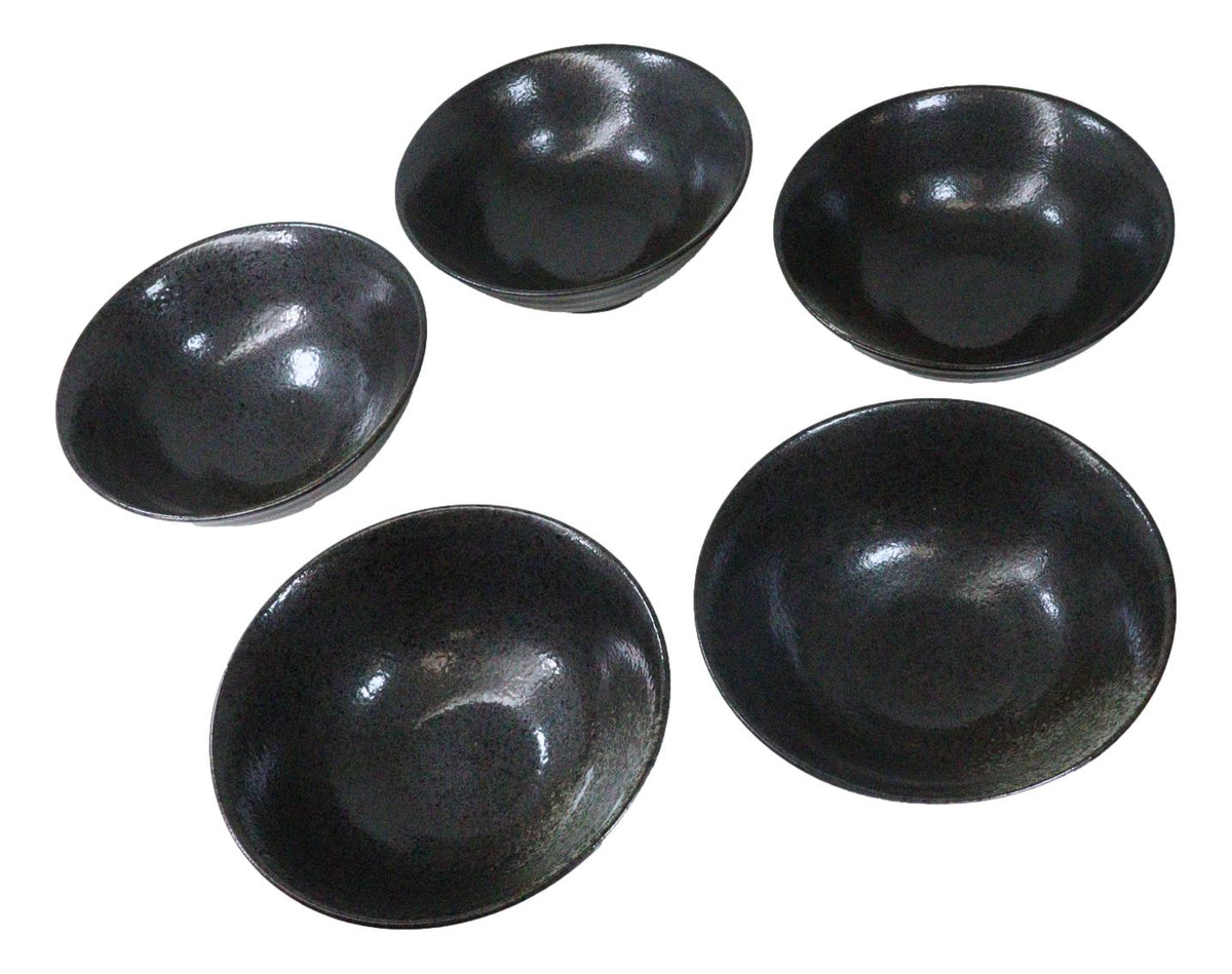Pack Of 5 Charcoal Grey Tone Hakumu Collection Large Ramen Soup Dinner Bowl 40oz