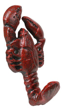 Set of 2 Cast Iron Red Nautical Cajun Creole Crawfish Lobster Tail Wall Hooks
