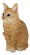 Realistic Adorable Fat Feline Orange Tabby Cat Kitten Sitting Figurine 7.5"H