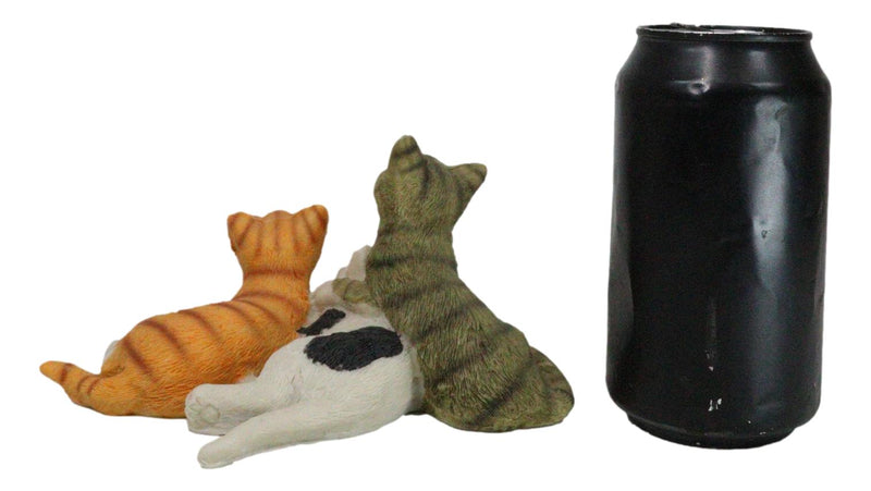 Lifelike Adorable 3 Calico Grey Tabby Colorful Kitten Cats Cuddling Figurine