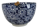Blue Botanica Floral Blossoms 20Oz Donburi Ramen Soup Bowl With Chopsticks Set