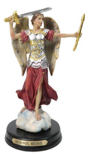 Archangel Saint Michael Holding Sword And Scroll Figurine With Brass Name Plate