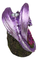 Fantasy Purple Moon Crater Dragon On Faux Geode Crystal Cove LED Light Figurine