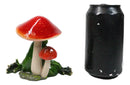 Story Time Green Frog Father Reading Book to Son By Toadstool Mushrooms Figurine