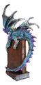 Spell Caster Metallic Ocean Dragon Perching On Necromancy Skull Books Figurine