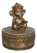 Yoga Ganapati Baby Ganesha In Meditation With Mandala Flower Decor Trinket Box