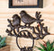 Cast Iron Rustic Lovebirds Perching On Twig Branch 4-Pegs Wall Coat Keys Hooks