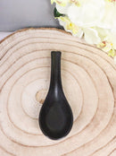 Pack of 6 Kokuyo Black Ceramic Asian Soup Spoons With Latch Hook Ends 5.75"L