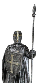 Medieval Suit Of Armor Crusader Knight With Spear Javelin And Shield Figurine