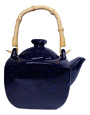 Speckled Navy Blue Zen Fusion Reactive Glaze 32oz Teapot With 2 Tea Cups Set