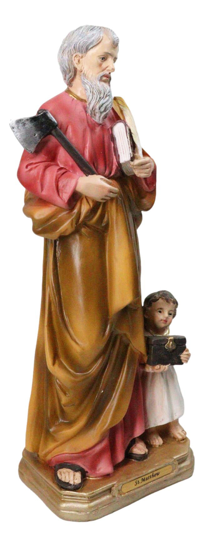 Christian Apostle Of Jesus Saint Matthew The Evangelist with Angel Figurine 8"H
