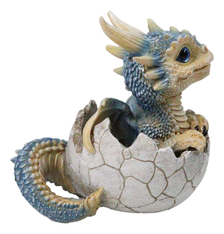 Ebros Pastel Blue Dragon Hatchling in Cracked Egg Fantasy Figurine, 4.5"
