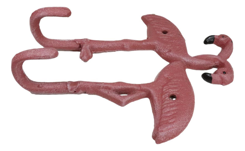 Pack Of 2 Tropical Paradise Pink Flamingo Birds 2 Pegs Double Wall Hook Decor