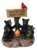 Cabin Companion Black Bear Family Camping Adventure Waits Here Sign Figurine