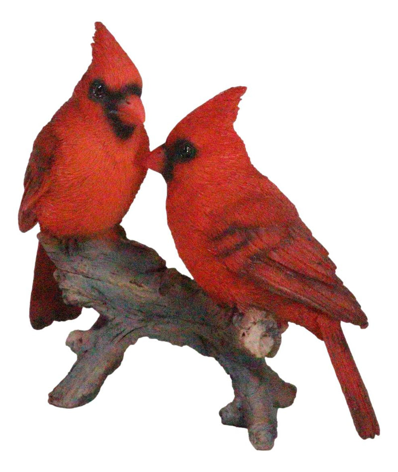 Wildlife Nature 2 Northern Red Cardinal Birds Perching On Branch Figurine