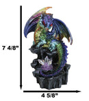 Green Blue Gold Galaxy Baby Dragon On Faux Geode LED Crystals Rock Figurine