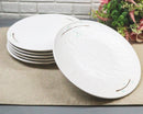 Set Of 6 Modern Yukino Hana Snowflakes Melamine Large Round Dinner Plates 11"D