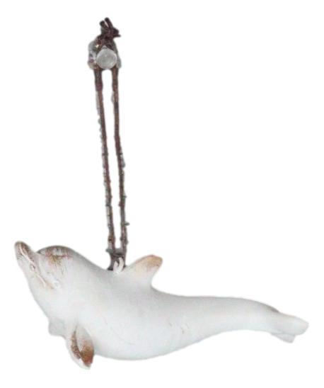Set Of 6 Antique White Dolphins Ocean Marine Wall Hanging Decor Tree Ornaments