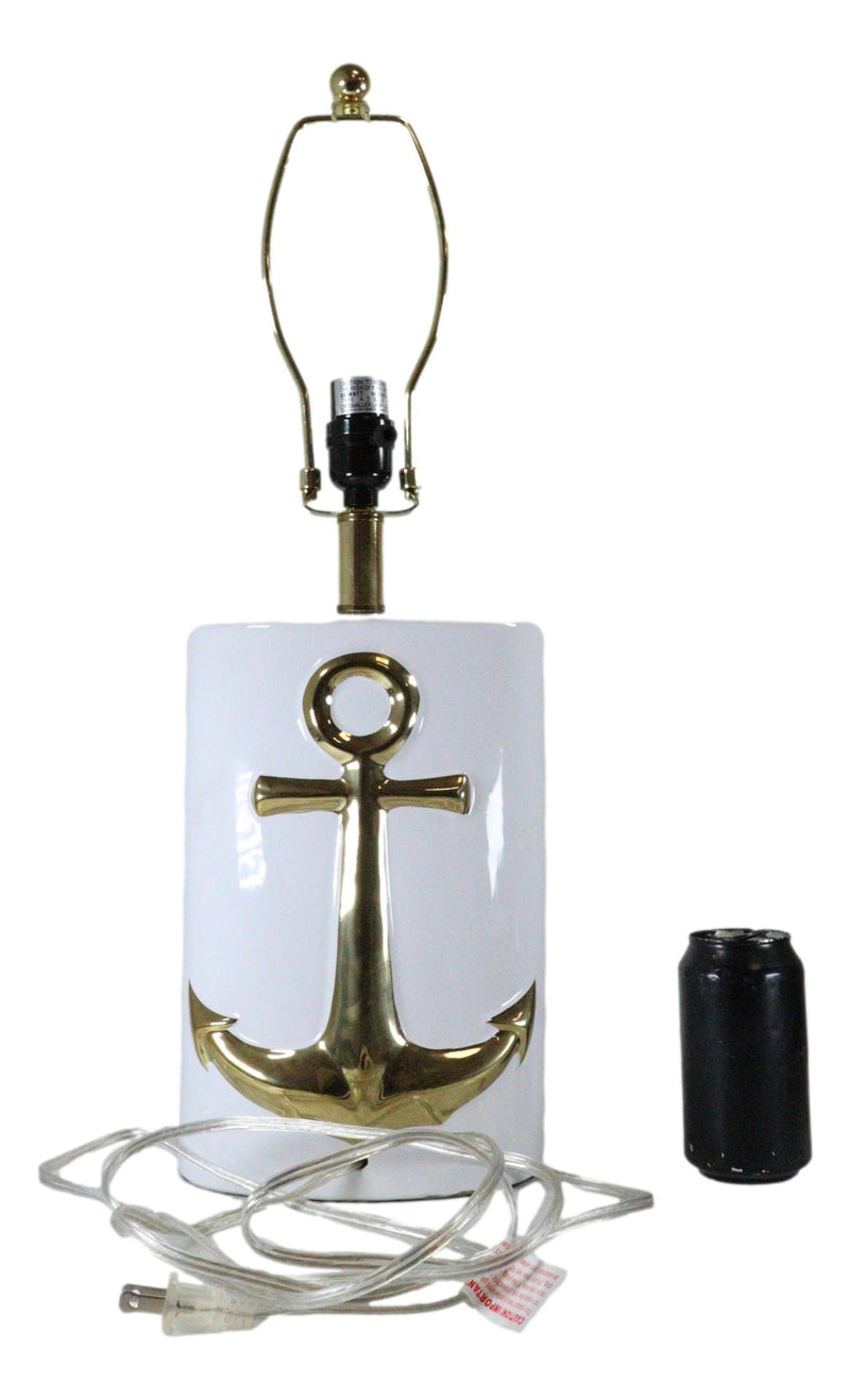 Sea Nautical Coastal Golden Ship Anchor Ceramic Table Lamp Navy Sailor Shade