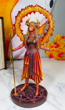 Fire Elemental Horned Sorceress Demoniac With Staff Pentagram Hellfire Figurine