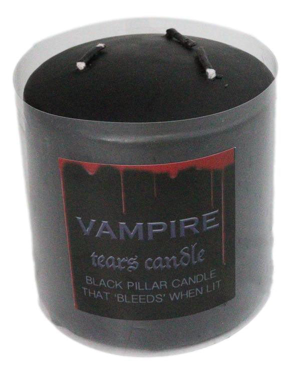 Set Of 2 Apothecary Wicca Vampire Tears Black Scented Pillar Candles Red Wax