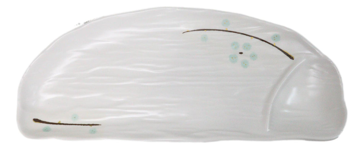 Set Of 6 Yukino Hana Snow Melamine Half Moon Partitioned Sushi Plate Platters