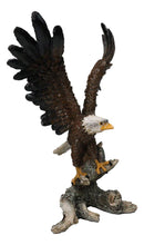 Large Bald Eagle Figurine with Outstretched Wings Taking Flight from Tree Branch
