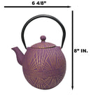 Spherical Purple With Gold Yarn Tetsubin Medium Cast Iron Teapot 28oz Tea Pot
