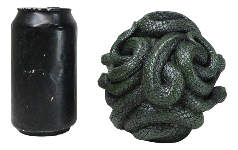 Aztec Quetzalcoatl Green Slithering Snake Serpents Cranium Skull Figurine