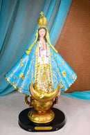 Our Lady of San Juan De Los Lagos With Golden Crown And Moon Figurine 12"H