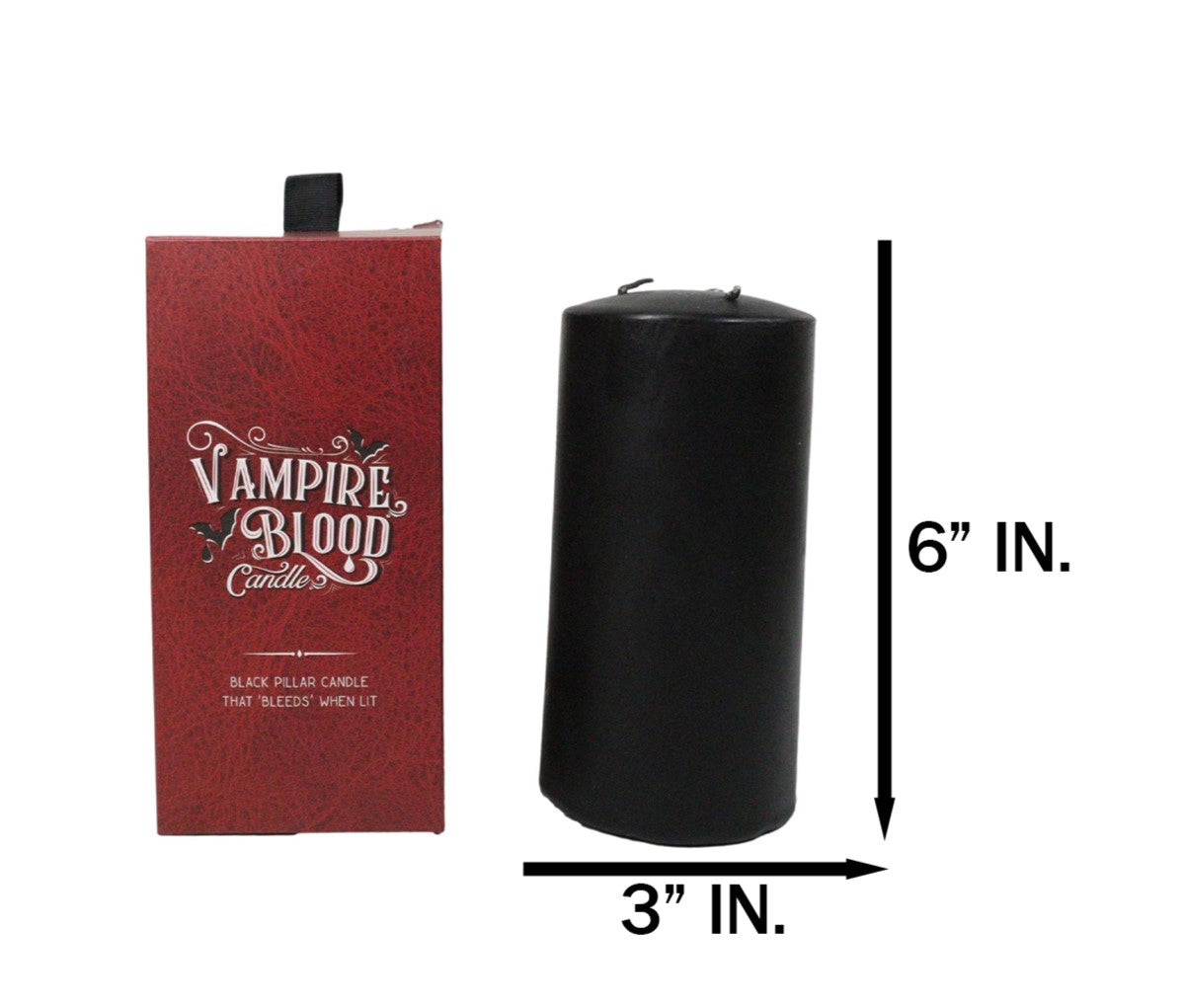 Ritual Spell Vampire Blood Black Unscented Pillar Candle that Bleeds Red 6"H