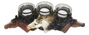 Rustic Western 3 Brown White Horses By Tree Logs Triple Votives Candle Holder