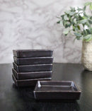 Set Of 6 Black Iron Clay Tetsu Kesho Ceramic Square Condiment Sauce Dishes 2oz