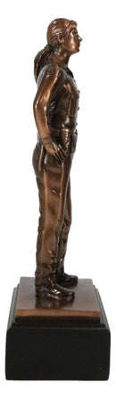 Law Enforcer Police Woman Officer Cop In Uniform Bronzed Resin Statue With Base