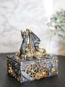 Steampunk Dragon Trinket Box Faux Gears & Pipes Clockwork Mechanical Sculpture