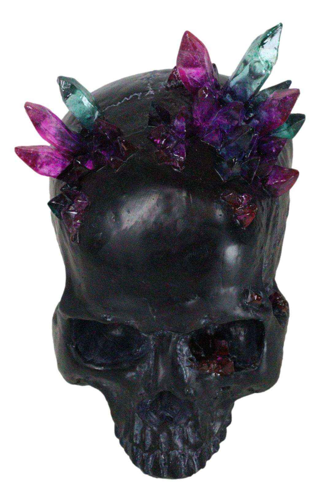 Black Gothic Macabre Spiky Two Tones Crystal Cavern Mine Cranium Skull Figurine