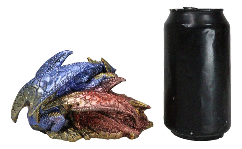 Metallic Iridescent Red and Blue Dragon Family Sleeping Peacefully Figurine