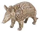 Western Rustic Texas Wild Mammal Armadillo In Tooled Faux Wood Finish Figurine