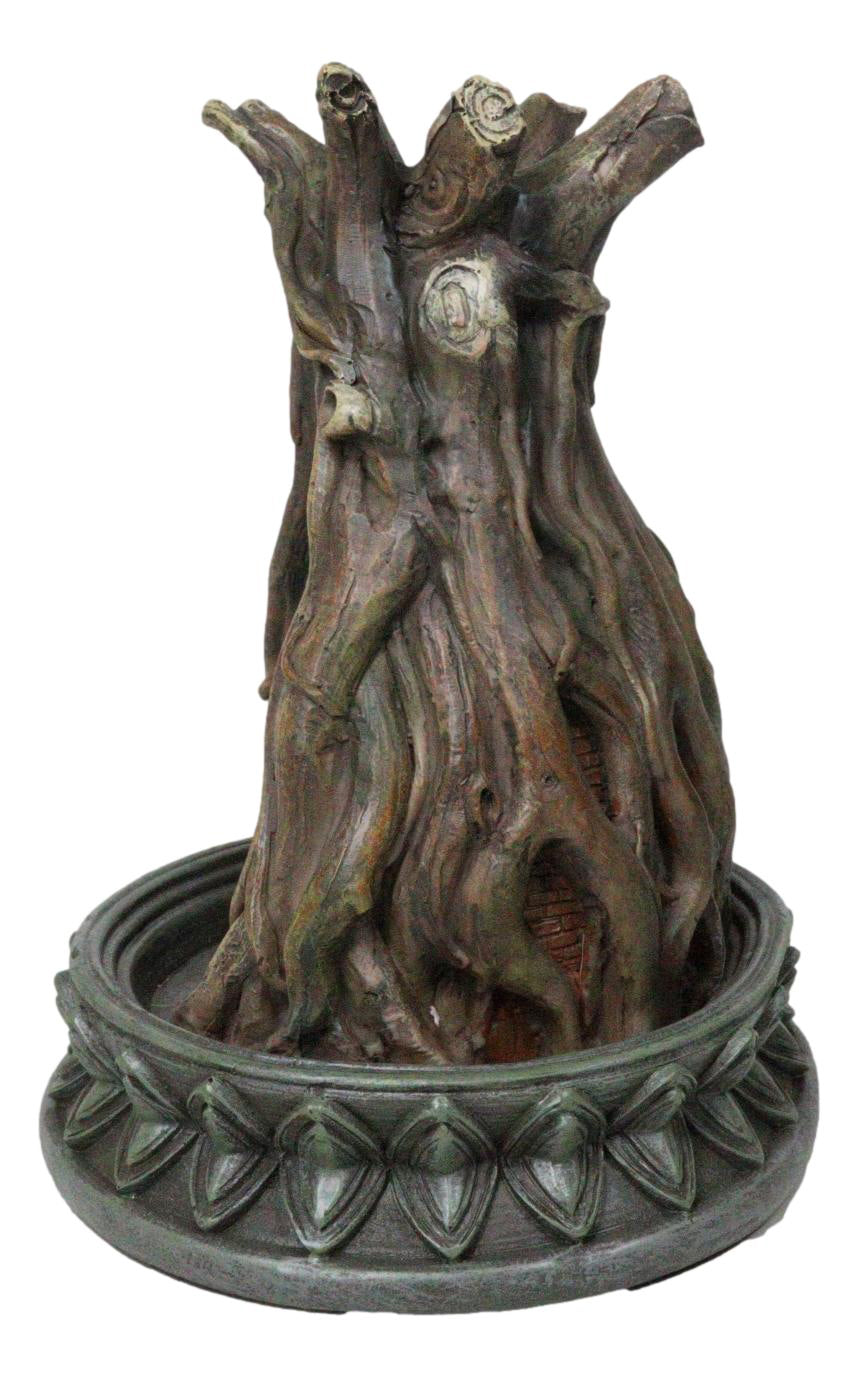 Amitabha Buddha Meditating Inside Tree Trunk Backflow Incense Burner Figurine