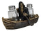 Grim Reaper Charon Skeleton Rowing Boat In River Styx Salt Pepper Shakers Holder