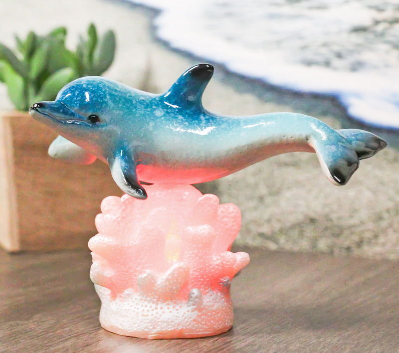 Ocean Marine Sea Dolphin Swimming By Tropical Coral Reef LED Light Figurine