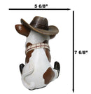 Western Brown Spotted Texas Longhorn Cow With Cowboy Hat And Boots Figurine