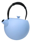 Pastel Blue Minimalistic Tilted Round Cast Iron Teapot 28oz Tea Pot With Handle
