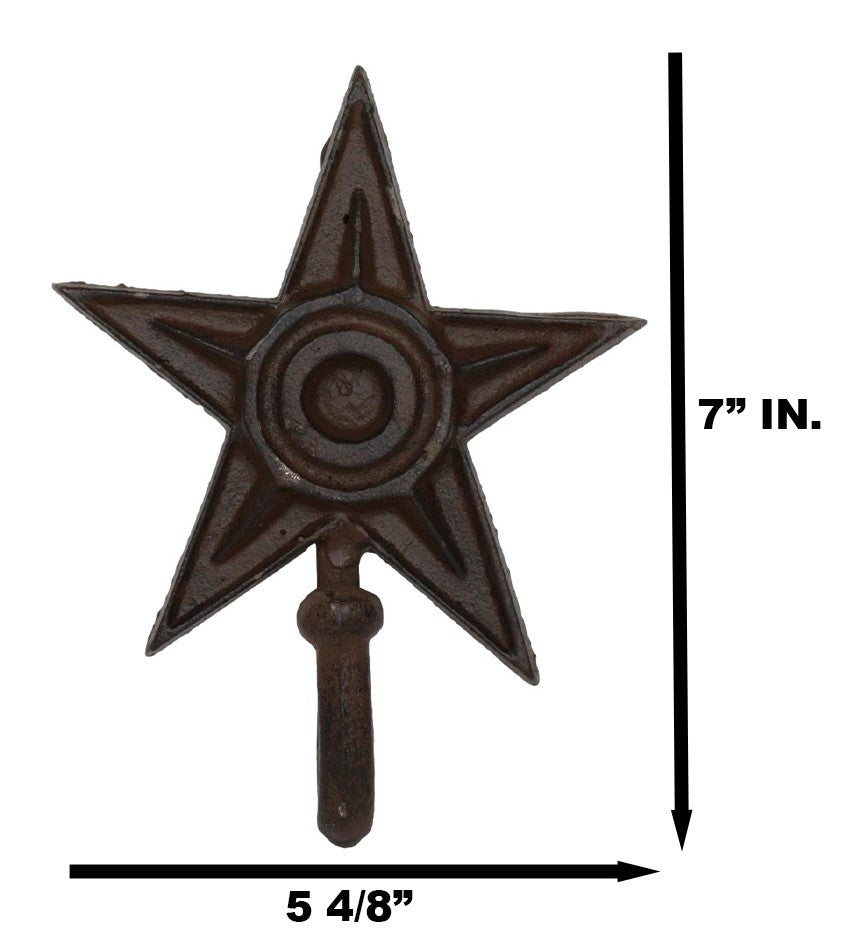 Pack Of 2 Rustic Western Lone Star Cast Iron Metal Wall Hooks Organizer Decor