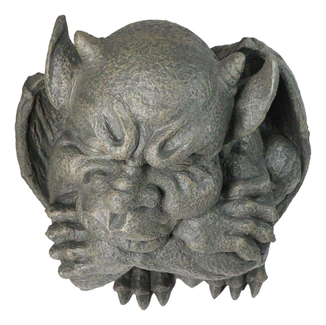 Set of 2 Gothic Notre Dame Gargoyle Shield And Sword Bearer Chimera Figurines