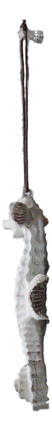 Set Of 6 Antique White Seahorses Ocean Marine Wall Hanging Decor Tree Ornaments