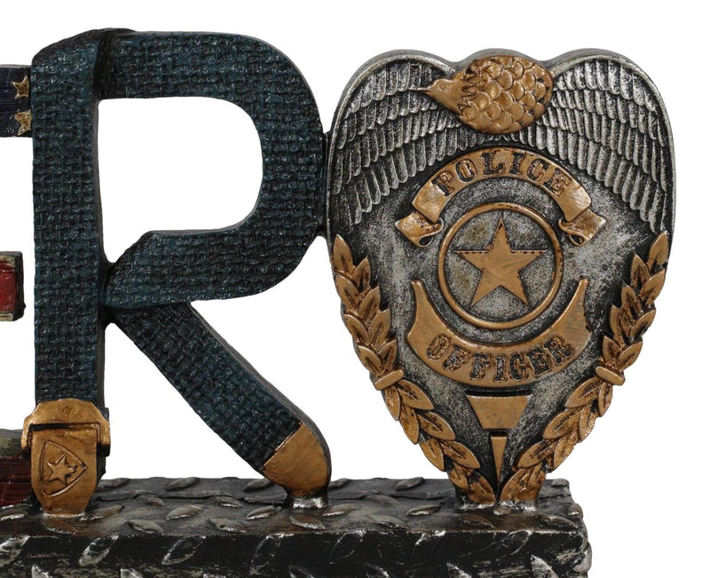 Police Man Officer Cop Badge Hat USA Flag Hero 3D Word Art Desktop Figurine